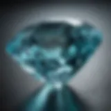 Close-up view of a polished aquamarine gemstone reflecting light