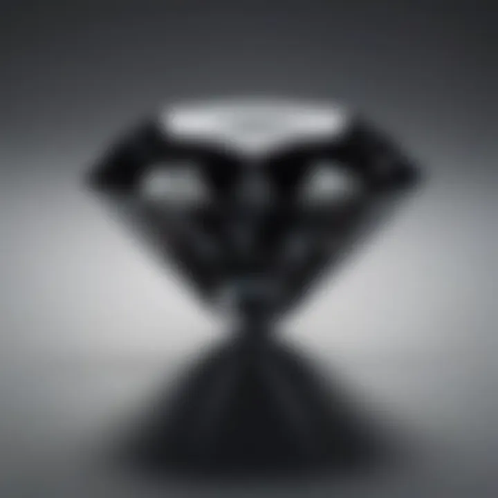 Natural black diamond against a white backdrop highlighting its luster