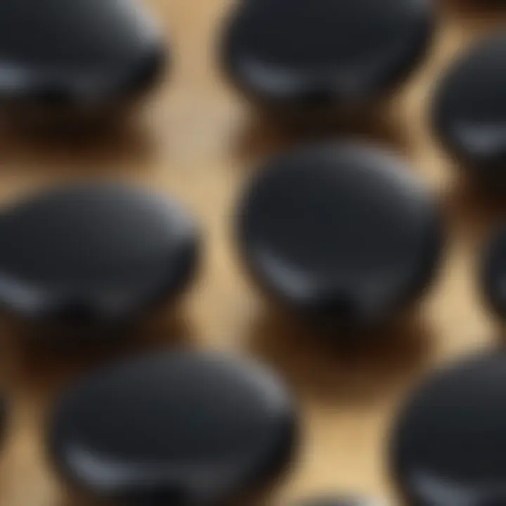 Close-up of polished black onyx stones