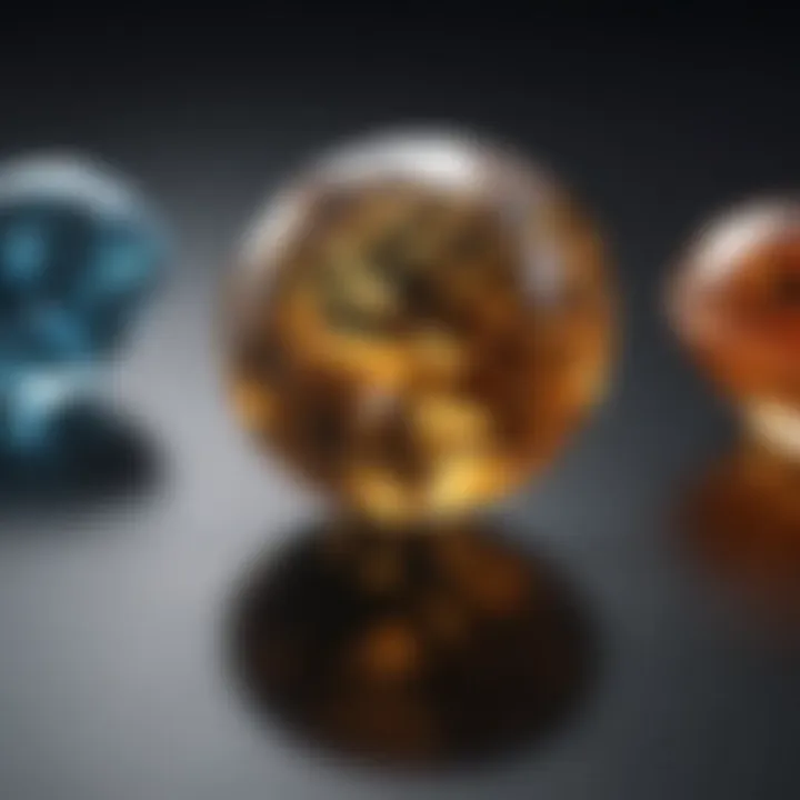 Visual comparison of different diamond color grades