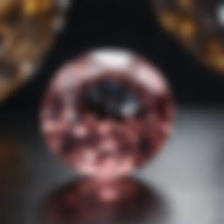 A close-up view of a gemstone on a scale, emphasizing its carat weight.