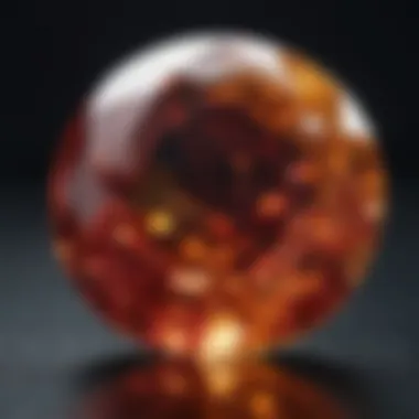 Close-up of a polished gemstone showcasing the effects of lapidary oil