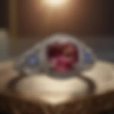 Large Round Engagement Ring with Complementary Gemstones A large round engagement ring displayed with complementary gemstones.