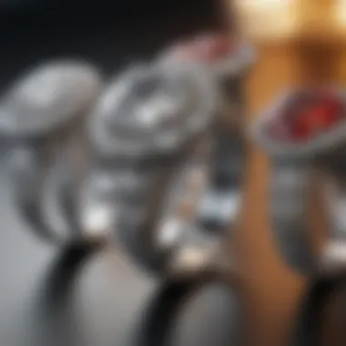 Various Styles of Large Round Engagement Rings An elegant arrangement of various styles of large round engagement rings.