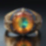 Close-up of a stunning opal ring showcasing its vibrant colors