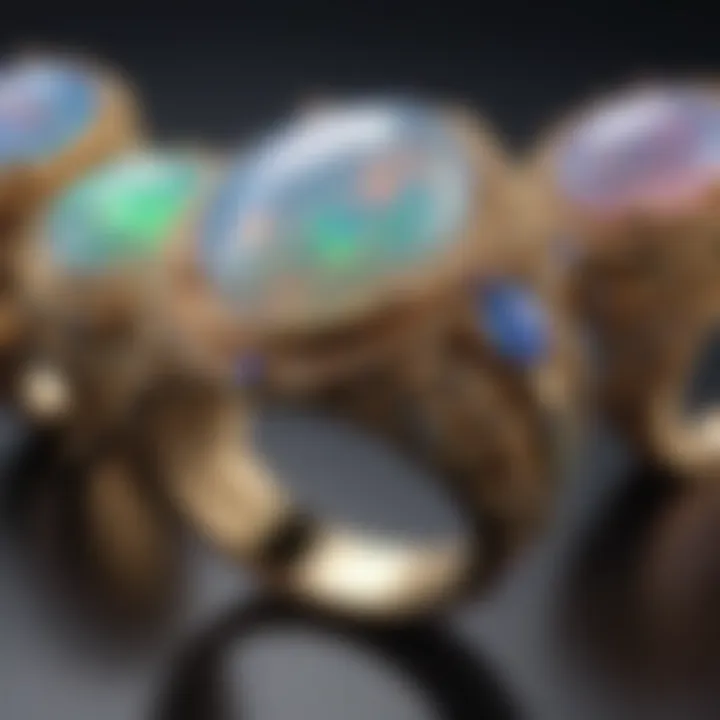 A collection of opal rings in various designs and styles