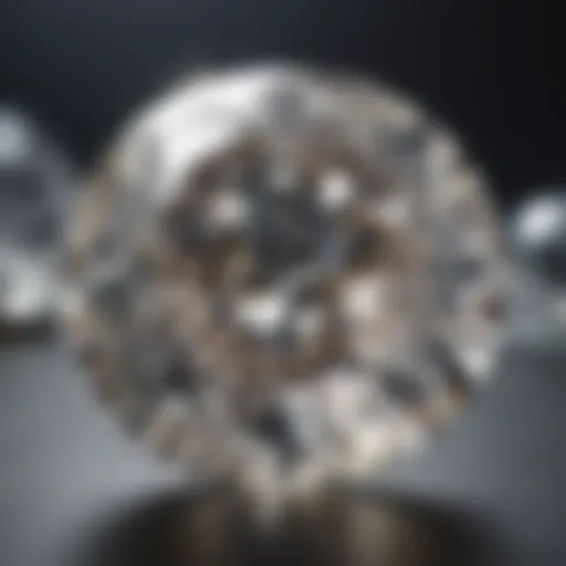 A close-up view showcasing the clarity and brilliance of a near colorless diamond under natural light.