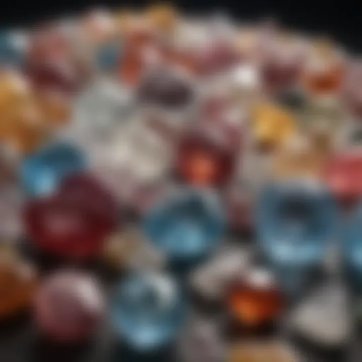 Diverse quartz gemstones displayed in a collection