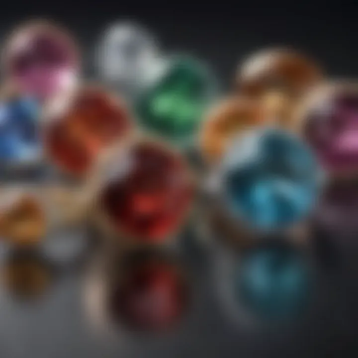 Visual comparison of different gemstones highlighting their unique qualities and sizes.