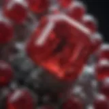 A close-up view of a ruby showcasing its crystalline structure