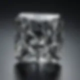 Close-up view of a square diamond cut showcasing its facets and brilliance