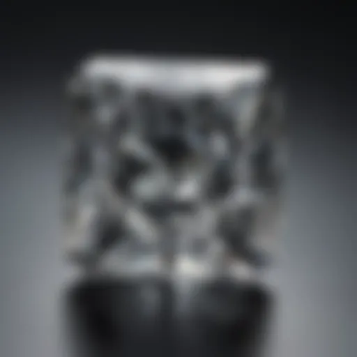 Close-up view of a square diamond cut showcasing its facets and brilliance