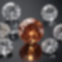 Visual comparison of a half carat diamond with other carat weights