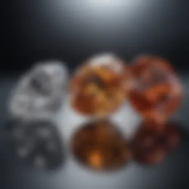 Comparison chart illustrating the Four Cs of diamond quality