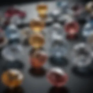 A visually appealing display of various diamond cuts