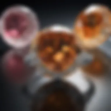 A visual representation of the Four Cs of diamonds - Cut, Color, Clarity, and Carat