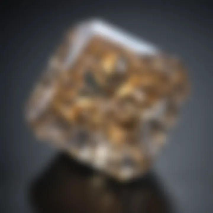 Close-up view of a radiant cut diamond showing its brilliance and sparkle