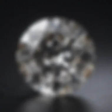 A close-up of a half carat diamond on a velvet background highlighting its facets