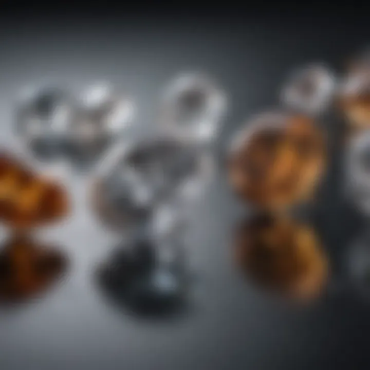 A visual comparison of different diamond shapes including a half carat option