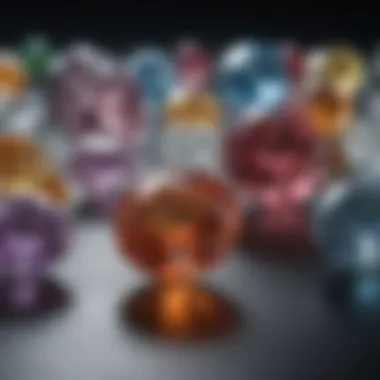 An elegant display of various gemstones highlighting the uniqueness of 9-carat diamonds.