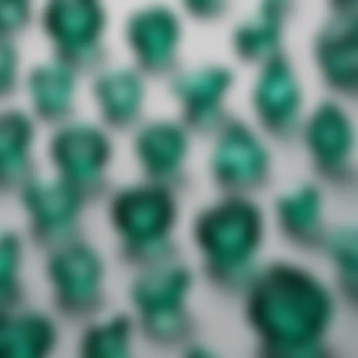 Illustration of various emerald shapes and cuts showcasing their unique characteristics