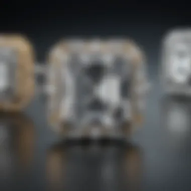 A collection of various halo settings emphasizing the versatility of radiant cut diamonds