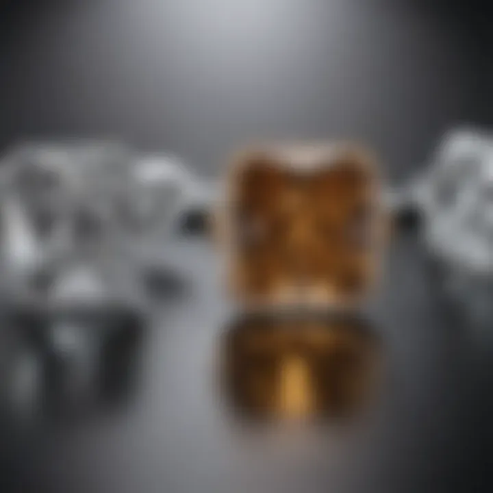 Visual comparison of radiant cut diamonds versus other diamond cuts in halo settings