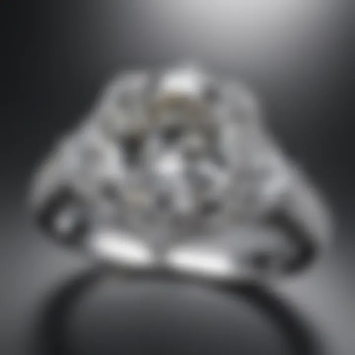 A stylish engagement ring with a three carat diamond, symbolizing love and commitment.