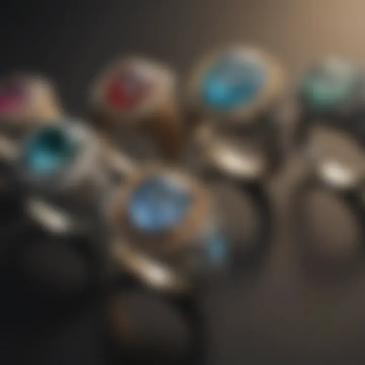 Different styles of rings displayed elegantly