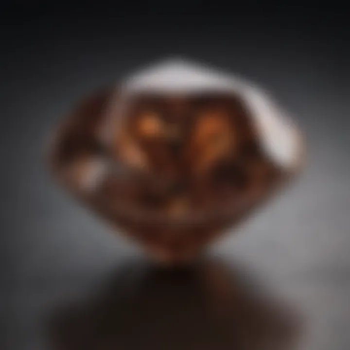 Close-up of a chocolate diamond showcasing its rich brown hue