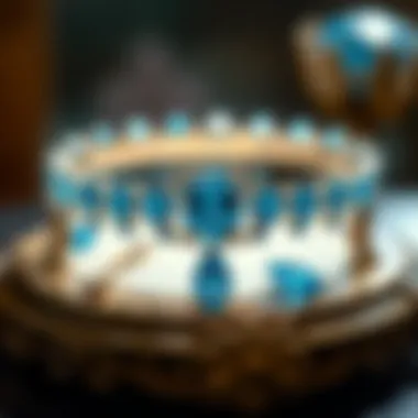 Elegant Blue Diamond Jewelry Display An elegant display of blue diamonds in a jewelry setting.