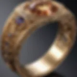 Close-up of a gold ring showcasing intricate design