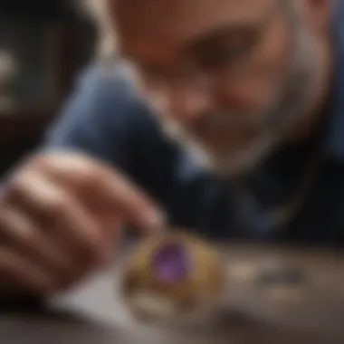 Professional jeweler appraising a gold ring