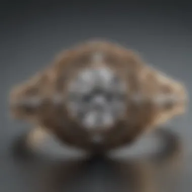 A close-up of a vintage solitaire ring showcasing detailed craftsmanship