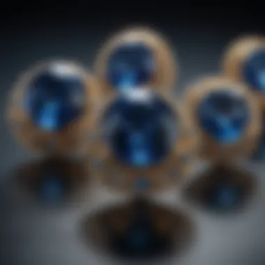 Luxurious sapphire gemstones displayed on a velvet surface