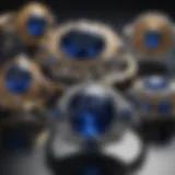 Elegant sapphire jewelry display showcasing various styles