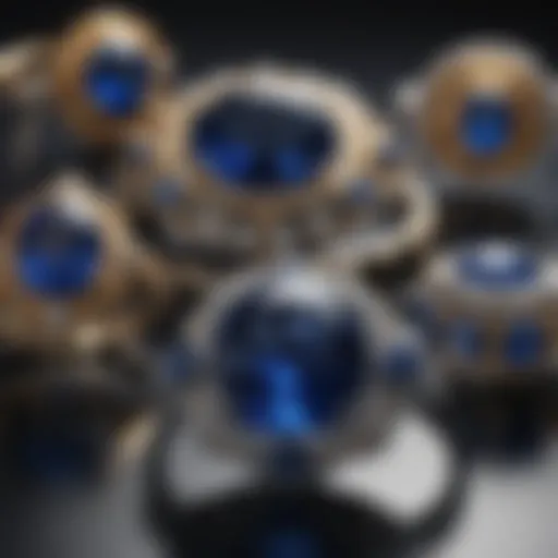 Elegant sapphire jewelry display showcasing various styles